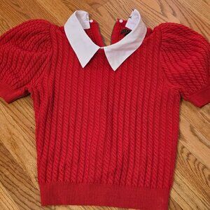 Alice and Olivia red puff wool short sleeve sweater sz L